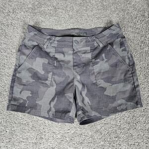 Prana Olivia Shorts Womens 10 Gray Gravel Camo Hiking Gorpcore 5" Inseam